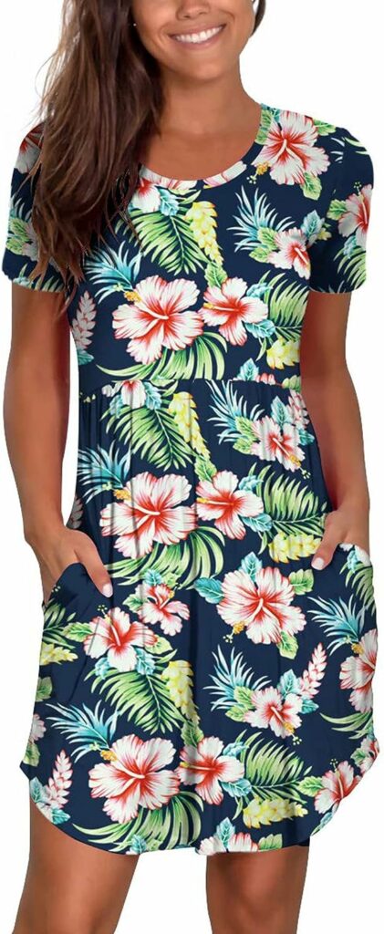 Nova In Sky Womens Casual Dresses Short Sleeve Summer Dress with Pockets