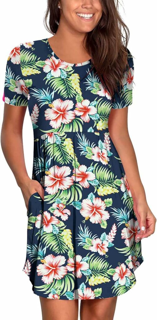 Nova In Sky Womens Casual Dresses Short Sleeve Summer Dress with Pockets