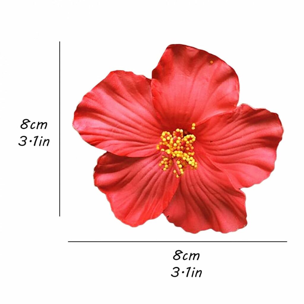 1PC Red Hawaiian Flower Hair Clip for Women Girls Fashion Bohemian Flowers Hair Accessory for Dancer Bridal Wedding Beach Party 8 cm