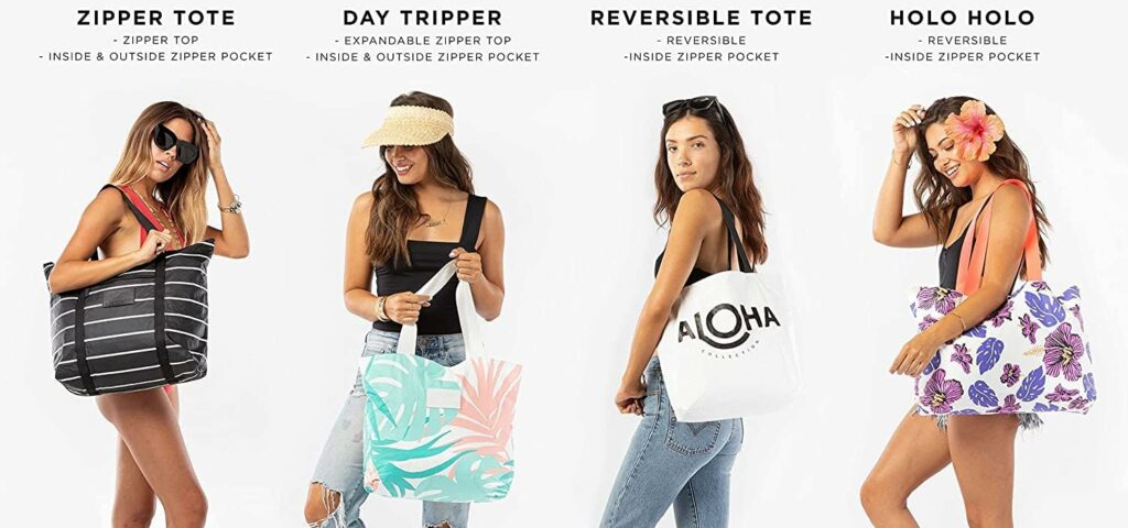 ALOHA Collection Monstera Day Tripper Tote in Seaweed | Lightweight, Packable, and Splash-Proof Beach Tote Bag | Easy to Clean