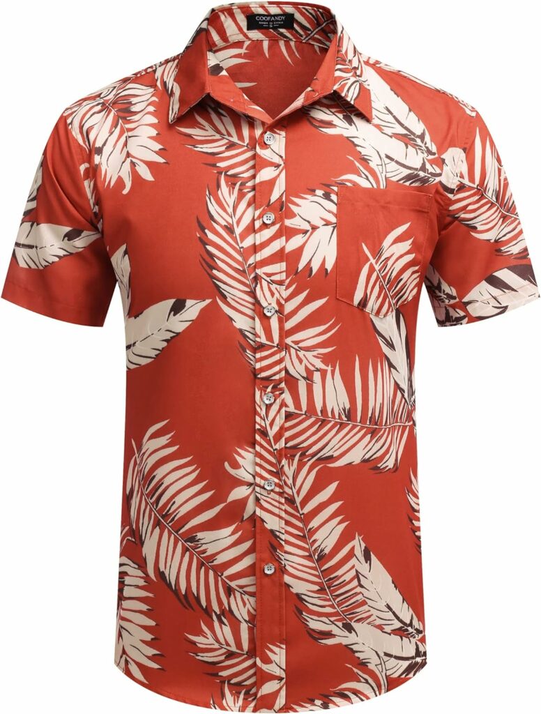 COOFANDY Mens Hawaiian Shirts Short Sleeve Casual Button Down Tropical Beach Shirt