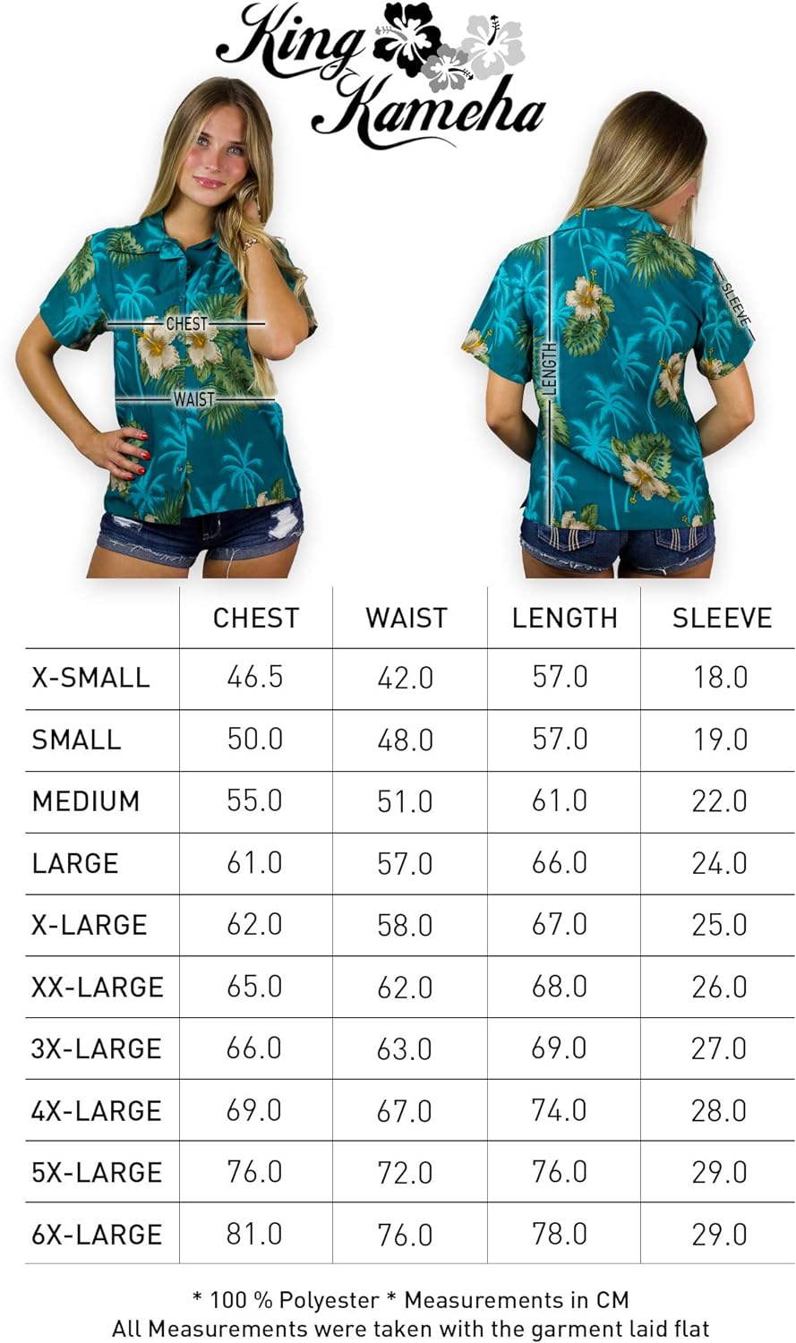 Funky Casual Hawaiian Blouse Shirt for Women Front Pocket Button Down Very Loud Shortsleeve Small Flower Print