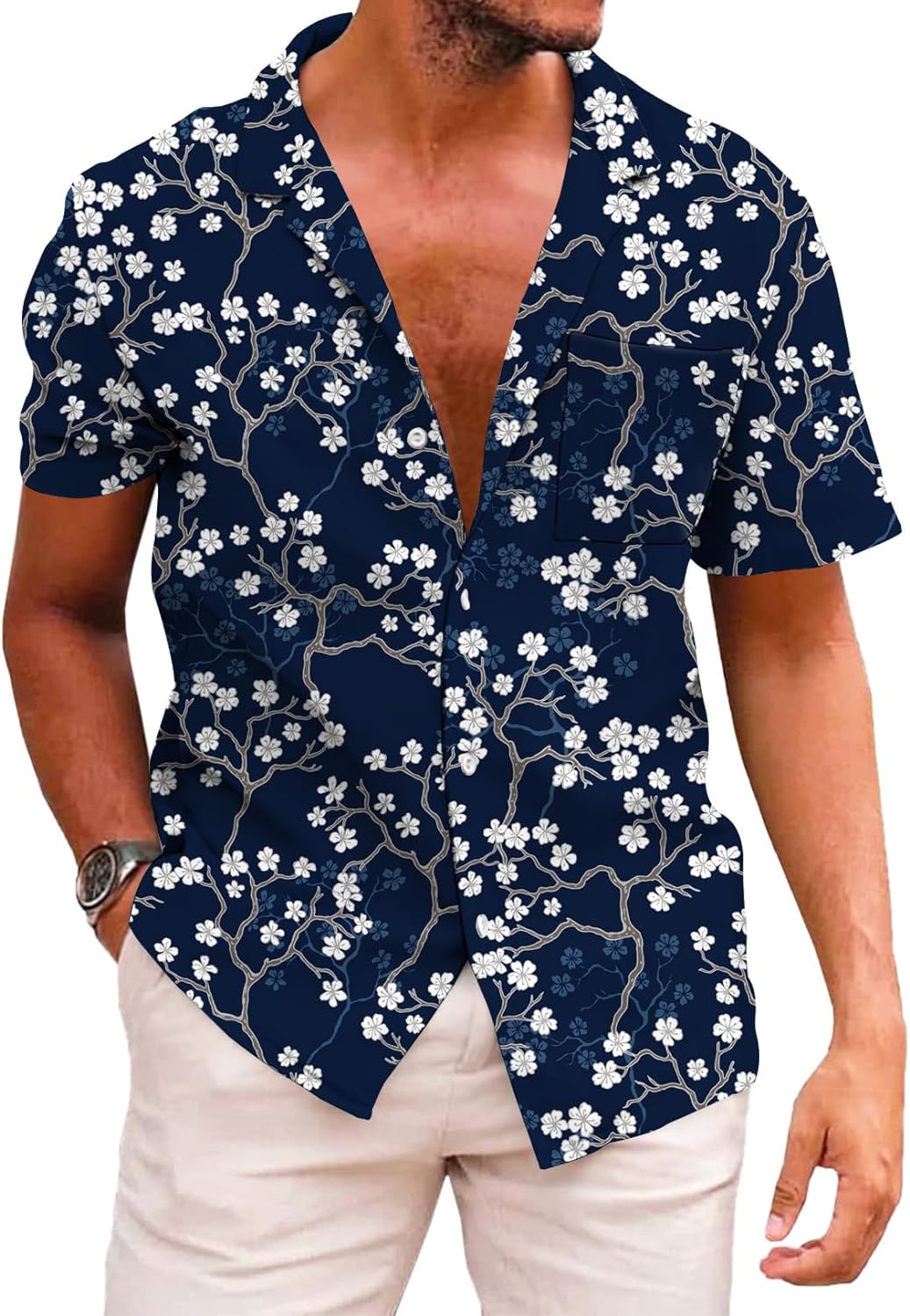 KYKU Funky Hawaiian Shirt for Men Palm Beach Shirts Tropical Vacation Shirts