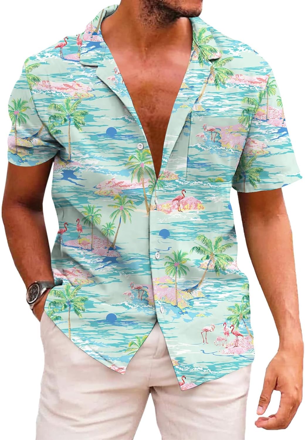 KYKU Funky Hawaiian Shirt for Men Palm Beach Shirts Tropical Vacation Shirts